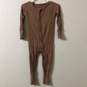 Little Sleepies Ribbed Carmel Brown Bamboo Blend Zippie Sleeper Size 6-12 Months